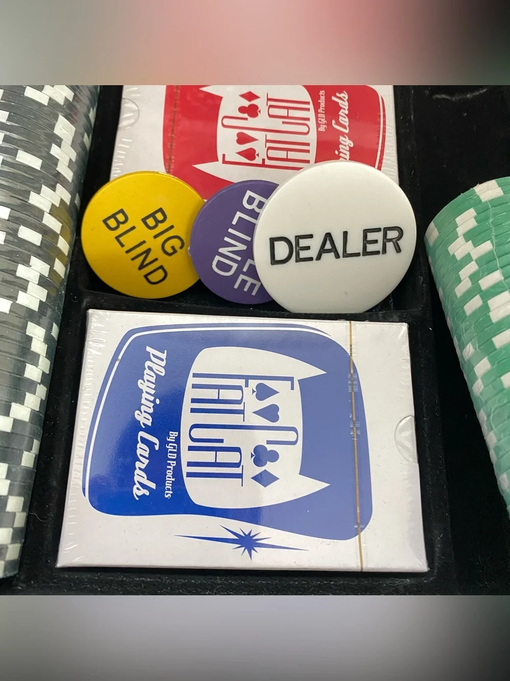 Poker Chip Set - Blue, Red, Green Claytec Chips with Aluminum Case